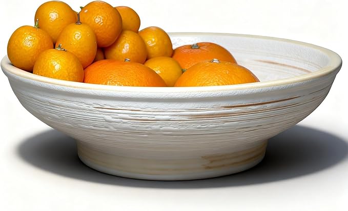 9 Inch Decorative Bowl, Embossed Textured Ceramic Centerpiece Bowl for Tabletop, Floral Fruit Display, Kitchen & Dining Serving Bowl, Farmhouse, Bohemian Home Deco