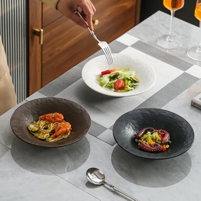 8 Inch Elegant Porcelain Dinner Plates, Round Appetizer Plates, Perfect for Salad, Dessert, Pasta, Snacks,Fruit,Breakfast, Party, Dishwasher & Microwave Safe, Set of 4 (Brown)