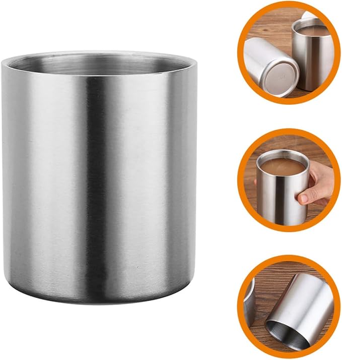 GALPADA Double Wall Stainless Steel Water Cup 260ml, Brushed Metal Insulated - Image 6