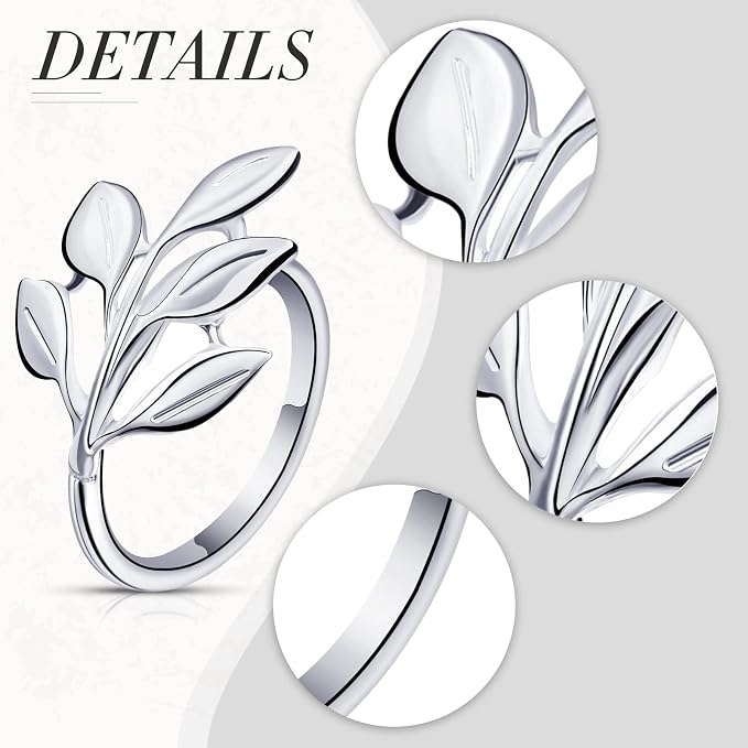 Hotop Set of 36 Leaf Napkin Rings Silver Metal Napkin Rings Holders Bulk - Image 3