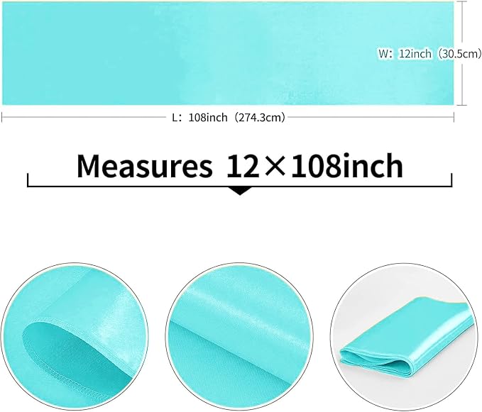 10-Pack Turquoise Satin Table Runner 12 x 108 Inch Long Bright and Smooth Silk - Image 3
