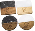 Personalized Glass Coaster Wood Marble Cup Coaster Custom Name and Text 4 Design Optional Gifts for Family