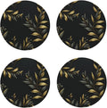 4Pcs Leather Coaster for Drinks Golden Olive Branch Cup Coasters Aesthetic by NONHAI