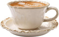 Vintage Porcelain Coffee Cup and Saucer Set, 12 OZ Ceramic Latte Mug by Unknown