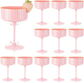 XUWAIDSGN 12 Pcs Champagne Martini Glasses 9 Oz with Gilded Removable Gold Rim Coupe Glasses Pink Martini Glasses Plastic Mimosa Vintage Coupe Glasses Set For Wedding Anniversary (12, Solid Pink)