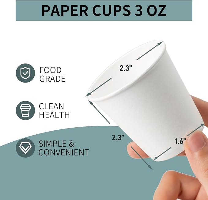 RACETOP 3 oz Bathroom Paper Cups, 200 Pack, Disposable Mouthwash Cups | - Image 4