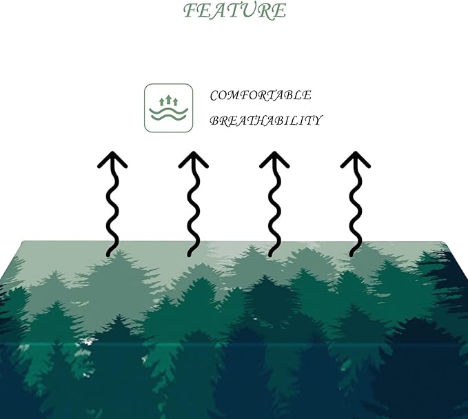 60x84 Inch Nature Rectangular Tablecloth Misty Pine Forest Silhouette Table Cloth Waterproof Durable Table Cover for Party Picnic Indoor Gaming Room Decor