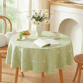 Zobesta Linen 60 Inch Round Tablecloth Green, Cotton Green Linen Table Cloth Plaid Farmhouse Soft Boho Tablecloth for Outdoor, Party, Holiday, Picnic, Dining