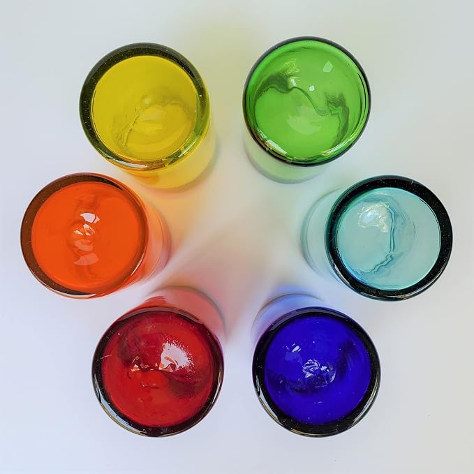 Rainbow Colored 14 oz Drinking Glasses, Recycled Glass, Toxin-Free - Image 3