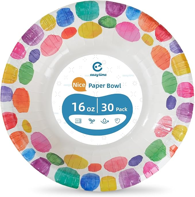 30 Count Paper Bowls 16 Oz, Bowls Disposable Heavy Duty, Soak Proof, Cut Proof - Image 9