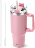 40 oz Tumbler with Handle and Straw, Reusable Stainless Steel Insulated Water by TaroKitc