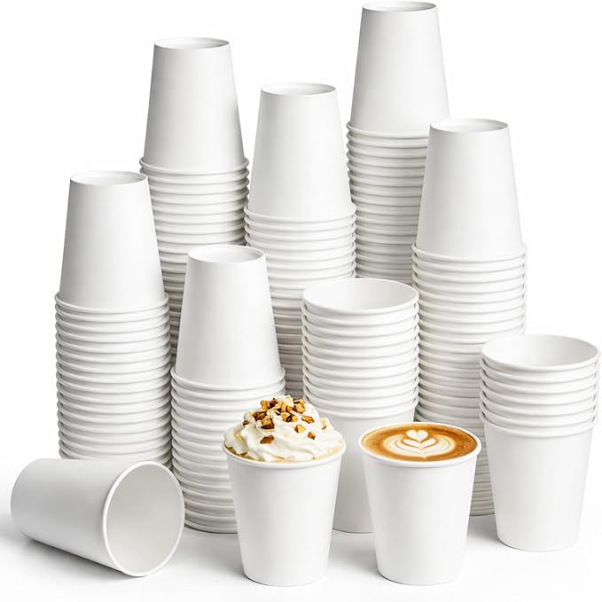 8 oz Paper Coffee Cups, 300 Pack Bulk White Disposable Paper Cups by Unknown