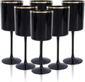 Ciaell 12 Pack Black and Gold Plastic Wine Glasses by Ciaell