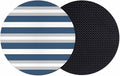 Navy Blue Grey Stripe Coasters Set of 2, Minimalist Farmhouse Striped Soft by PIEPLE
