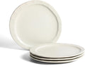 Stone Lain Oasis Stoneware Plate Dish Set, 4-Piece Dinner Plates - Ceramic Serving Dishes for 4 People - Microwave & Dishwasher Safe, White