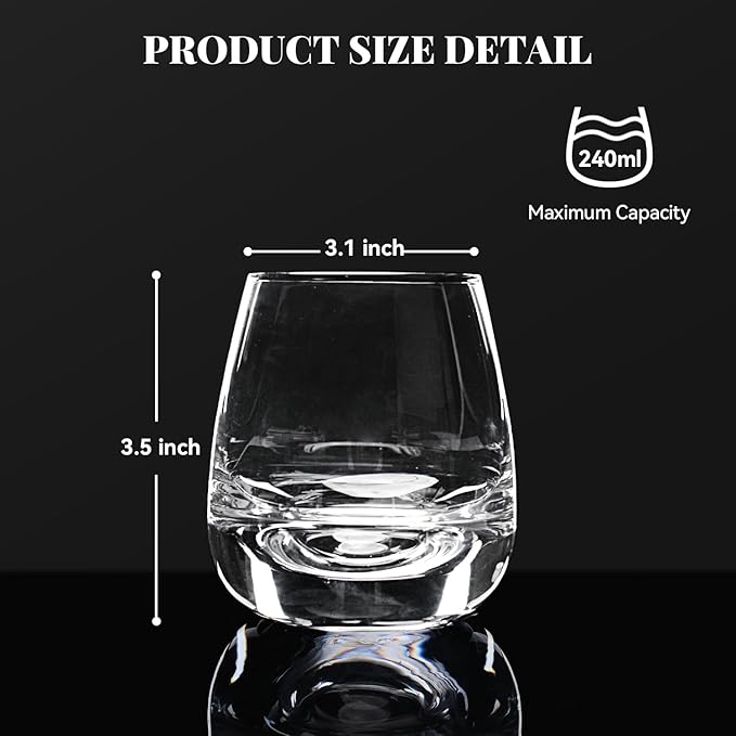 Old Fashioned Whiskey Glasses - Set of 4-8 oz Premium Crystal Clear Tumblers for Scotch Bourbon and Cocktails