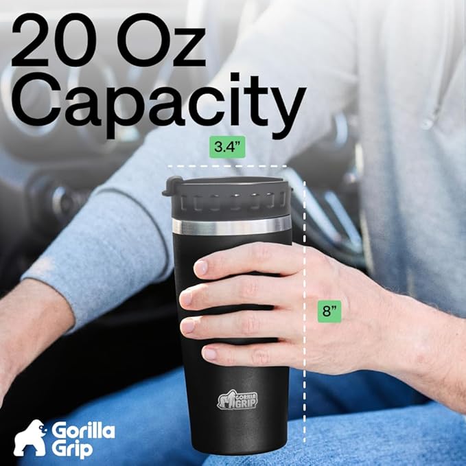 GORILLA GRIP 304 Stainless Steel Double Insulated Travel Coffee Mug, Leakproof - Image 6