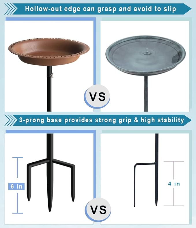 Koutemie Bird Bath for Outside 1-¼ Gallon Detachable, Deep Brown, 29 Inch | - Image 5