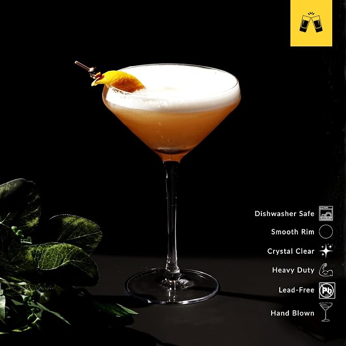 LEMONSODA Hand Blown Nick & Nora Classic Martini Glasses, Cosmopolitan - Image 4