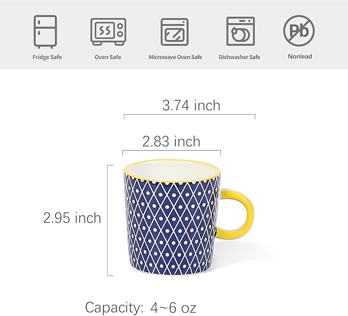 Selamica Ceramic Espresso Cups Set of 4, Demitasse Cups - Image 2