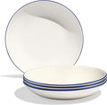 Made In Cookware - Set of 4 - Entrée Bowls - White With Navy Rim - Porcelain England