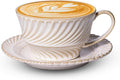 Ceramic Latte Cup with Saucer, 12 OZ Cappuccino Cup Vintage Cafe Art Cups by Unknown
