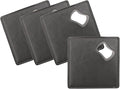PU Leather Drink Coaster with Bottle Opener Stainless Steel Bartender Beer by CJKDXDH