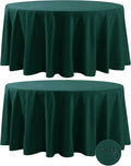 Fokitut 2 Pack Waterproof Round Tablecloth, 132 Inch, Stain Resistant and Wrinkle Polyester Table Cloth, Fabric Table Cover for Kitchen Dining, Wedding, Party, Holiday Dinner-Hunter