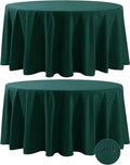 Fokitut 2 Pack Waterproof Round Tablecloth, 108 Inch, Stain Resistant and Wrinkle Polyester Table Cloth, Fabric Table Cover for Kitchen Dining, Wedding, Party, Holiday Dinner-Hunter