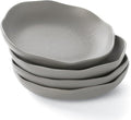 Pasta Bowls Set of 4, Ceramic 24.5oz Serving Salad Bowl, Large 8.5 inch Wide Shallow Soup Bowls with Wavy Rim, Easy to Clean, Oven Microwave Dishwasher Safe for Fruit Pasta Salad Dinner - Grey