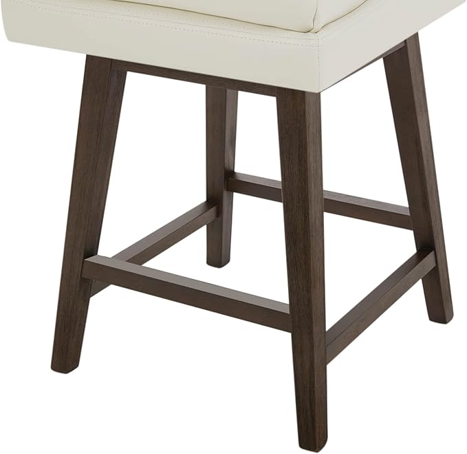 CHITA Counter Height Swivel Barstool with Back Set of 2, FSC Certified Upholstered Faux Leather Swivel Bar Stool, 26.8" H Seat Height, PU Leather in Pure White