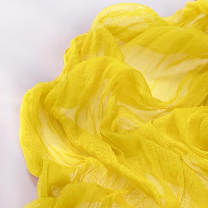 DeZerlor Lemon Yellow Cheesecloth Table Runners 4 Pack Summer Boho Runners | - Image 3