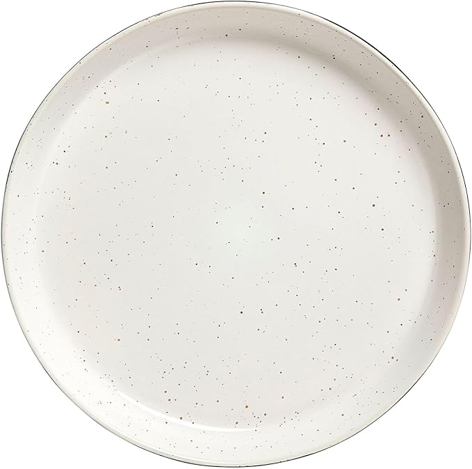 Sango 12-Piece Stoneware Dinnerware Set for 4, Modern White & Black Plates and Bowls Sets with Speckled Glaze, Durable Kitchen Ceramic Dish Set, Microwave & Dishwasher Safe Everyday Dishes, Stockholm