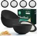 Wheat Straw Bowls with Lids, Unbreakable 40 OZ Salad Container by HOMIENLY