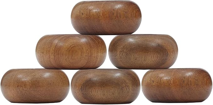 Napkin Rings, Wood Napkin Rings Napkin Holders Buckles for Dining, Anniversary, Birthday, Dinner, Christmas, Party of Table (Half Round Set of12)
