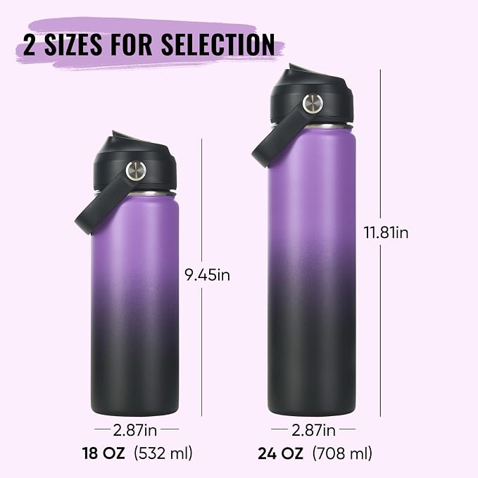 Fijinhom 24oz Insulated Stainless Steel Water Bottle, Wide Mouth Double Wall - Image 2