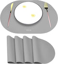 Silicone Placemats, Oval Placemats Set of 4. Heat-Resistant and Easy to Clean Siliconty Mats, Non-Slip Silicone Placemats for Table Protection. (4, Light Gray)