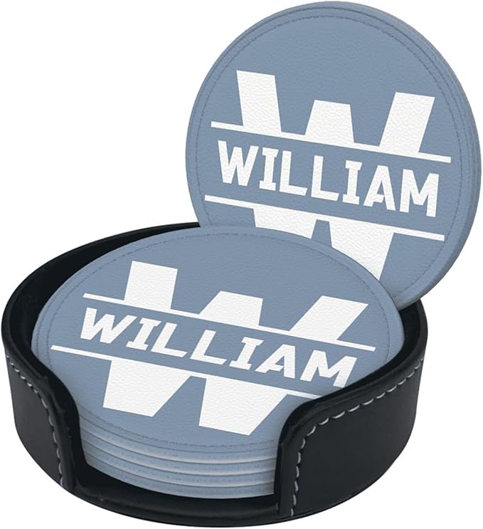 Custom Coaster, Custom Coasters with Letter A-Z, Personalized Coasters with Name, Personalized Coaster for Birthday Party/Coffee Table/Study/Bar Counter/Outdoor Terrace/Patio, Wedding Gift