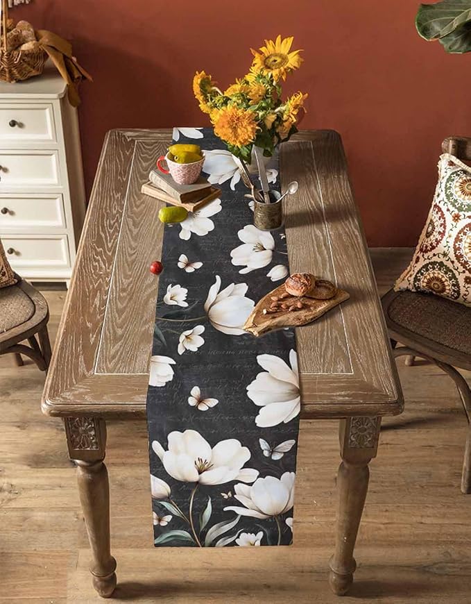 Farmhouse Floral Table Runners 72 Inches Long, Cotton Linen Fabric Table Runner - Image 4