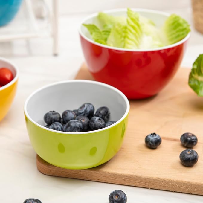 Set of 6 Small ColorPop Melamine Bowls, 4.5" 14.3 OZ, Bright and Versatile - Image 4