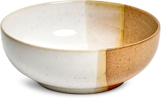Sango 12 Pieces Stoneware Dinnerware Set, Glossy Caramel & Cream Dishes - Image 8