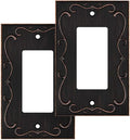 French Cabriole Decorative Wall Plate Switch Plate Outlet Cover (Single Decorator, 2 Pack, Aged Bronze)