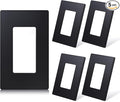 ELEGRP Matte Black 1-Gang Screwless Decorative Wall Plates, Standard Size Unbreakable Thermoplastic Faceplate Cover for Decorator Receptacle Outlet Switch, UL Listed (5 Pack)