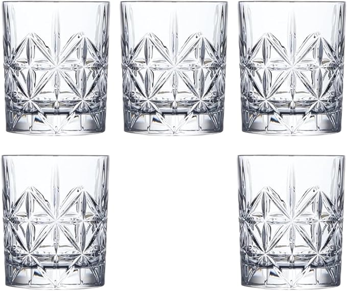 Crystal Whiskey Glass Set of 5 - Old Fashioned Bourbon Glasses, Perfect for Scotch and Cocktails (Style 1,5pcs)