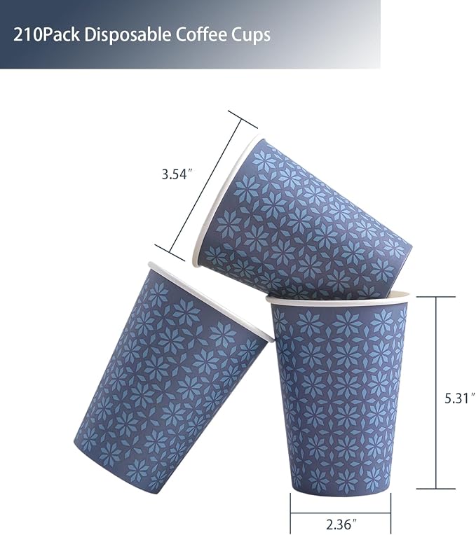 Clawsoff 210 Pack Paper Cups 16 oz Bulk Disposable Coffee Cups Navy Floral | - Image 2
