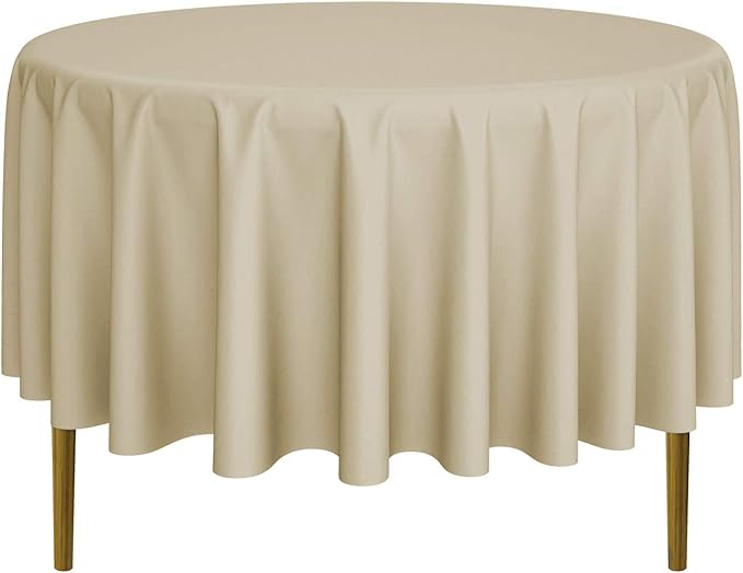 Lann's Linens - 90" Round Premium Tablecloth for Wedding/Banquet/Restaurant - Polyester Fabric Table Cloth - Beige
