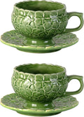 KAMMAK Tea Cups and Saucers Set of 2, 8.5 oz Porcelain Coffee Cups, 561N | by KAMMAK
