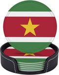 6 Pack Surinam Flag Leather Coaster by GTEVUTS