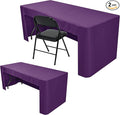 Nasitos 2 Pack Purple Tablecloth Rectangle Fitted for 4 Foot-Open Back Valentines Tablecloth Fabric Washable and Wrinkle Resistant Table Cover for Trade Show, Parties, Banquet, Buffet, Baby Shower