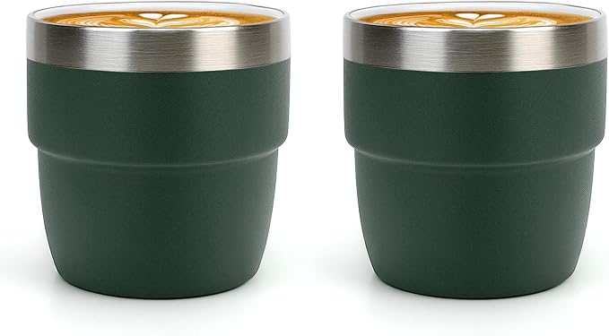 Zenbo 4 oz Espresso/Coffee Cups, Ceramic-Lined Double Wall Vacuum Insulated by Zenbo